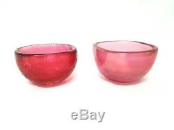 Vintage Carlo Scarpa Venini Corroso & Irridato 3.5 Iridescent Art Glass Bowls