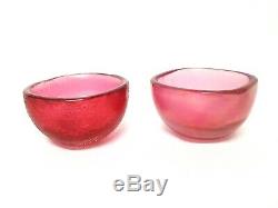 Vintage Carlo Scarpa Venini Corroso & Irridato 3.5 Iridescent Art Glass Bowls