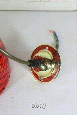 Vintage Ceiling Light Murano Italian Red Spun Glass Pendant & Fittings 2
