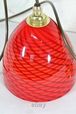 Vintage Ceiling Light Murano Italian Red Spun Glass Pendant & Fittings 2