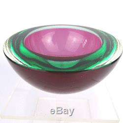 Vintage Cenedese Glas Schale, Geode Art Uranium Sommerso Glass Bowl Murano 1960s