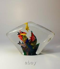 Vintage Cenedese Large Murano 1980s Paperweight Fish Aquarium Art Glass Piece