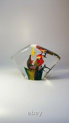 Vintage Cenedese Large Murano 1980s Paperweight Fish Aquarium Art Glass Piece