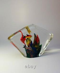 Vintage Cenedese Large Murano 1980s Paperweight Fish Aquarium Art Glass Piece