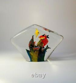 Vintage Cenedese Large Murano 1980s Paperweight Fish Aquarium Art Glass Piece