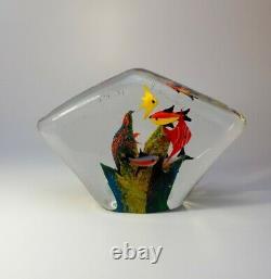 Vintage Cenedese Large Murano 1980s Paperweight Fish Aquarium Art Glass Piece