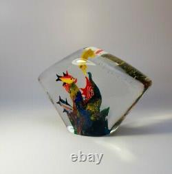 Vintage Cenedese Large Murano 1980s Paperweight Fish Aquarium Art Glass Piece