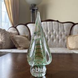 Vintage Cenedese Murano Glass Christmas Tree Gold Polveri Green Swirl Twist 9