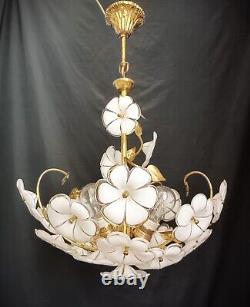 Vintage Chandelier Murano White Milk Glass Basket Ceiling Light Fixture Wedding