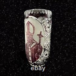 Vintage Cut To Clear Art Glass Vase Pope John Paul II Amethyst Glass 10t 5w