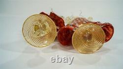 Vintage D'Este P Murano Glass Red Millefiori & Aventurine Goldoni Couple 1