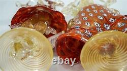 Vintage D'Este P Murano Glass Red Millefiori & Aventurine Goldoni Couple 1