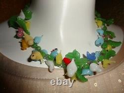 Vintage Dainty Venetian Murano Glass Bird & Leaf Bead Collar Necklace 15