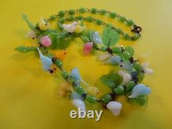 Vintage Dainty Venetian Murano Glass Bird & Leaf Bead Collar Necklace 15