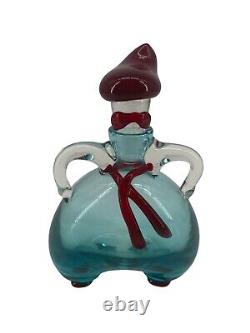 Vintage Decanter Murano Glass Blue handmade studio