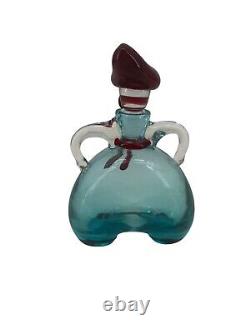 Vintage Decanter Murano Glass Blue handmade studio