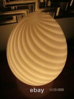 Vintage EGG maestri Murano Vetri Italian Art Glass Pink Swirl Table Lamp 18 H