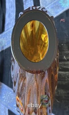 Vintage Empoli/Murano Aventurine Amber Handblown Heavy Large Ribbed Vase Italy