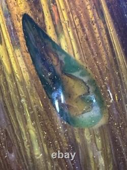 Vintage Empoli/Murano Aventurine Amber Handblown Heavy Large Ribbed Vase Italy