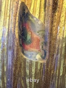 Vintage Empoli/Murano Aventurine Amber Handblown Heavy Large Ribbed Vase Italy