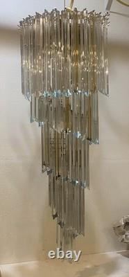 Vintage Entry Spiral Venini Italian Murano Glass Chandelier