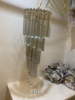 Vintage Entry Spiral Venini Italian Murano Glass Chandelier