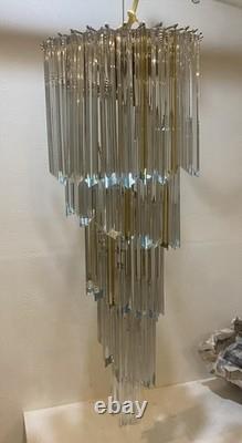 Vintage Entry Spiral Venini Italian Murano Glass Chandelier