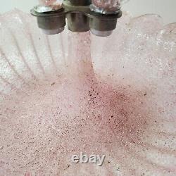 Vintage Epergne 17 Tall Pink Clear Glass 5 Hand Venetian Murano Mid-Century