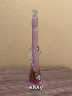 Vintage Erotic Murano Style Art Glass Sculpture Hand Painted Pink Opaline 13