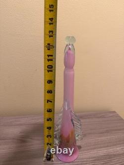 Vintage Erotic Murano Style Art Glass Sculpture Hand Painted Pink Opaline 13