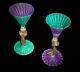 Vintage Exceptional Pair Large Italian Signed Murano Venetian Art Glass Goblets