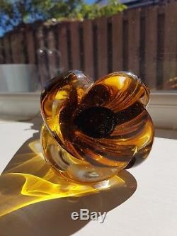 Vintage Extra Large Size Murano Sommerso Glass Lamp Base Brown Amber flavio