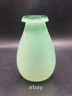 Vintage Extremely RARE MCM Light Green Murano Scavo Glass Vase 6