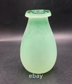 Vintage Extremely RARE MCM Light Green Murano Scavo Glass Vase 6