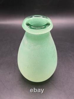 Vintage Extremely RARE MCM Light Green Murano Scavo Glass Vase 6