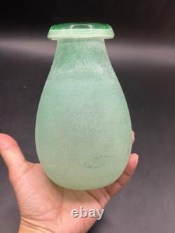Vintage Extremely RARE MCM Light Green Murano Scavo Glass Vase 6