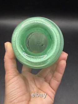 Vintage Extremely RARE MCM Light Green Murano Scavo Glass Vase 6