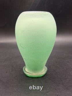 Vintage Extremely RARE MCM Light Green Murano Scavo Glass Vase 6
