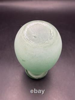 Vintage Extremely RARE MCM Light Green Murano Scavo Glass Vase 6