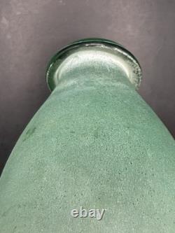 Vintage Extremely RARE MCM Light Green Murano Scavo Glass Vase 6