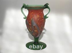 Vintage FRATELLI TOSO Murano Art Glass Handled Footed Vase