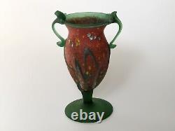 Vintage FRATELLI TOSO Murano Art Glass Handled Footed Vase