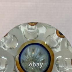 Vintage Flavio Poli Murano Glass Sommerso Vase Candle Holder Blue Amber 6 READ