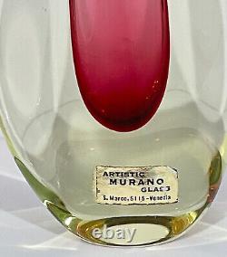 Vintage Flavio Poli Murano Glass Vase Sommerso Italian MID Century Modern Italy