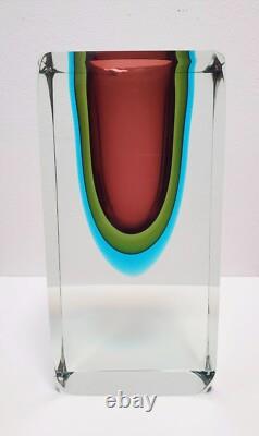 Vintage Flavio Poli Sommerso Glass Murano Vase