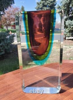 Vintage Flavio Poli Sommerso Glass Murano Vase