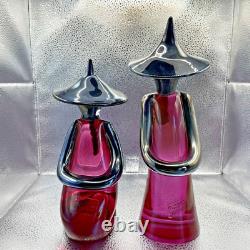 Vintage Formia Murano Glass Asian Male Female Figurines Made in Italy Set of 2