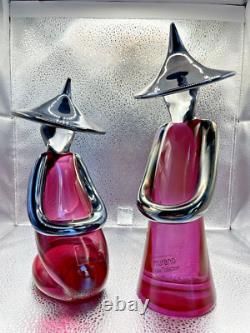 Vintage Formia Murano Glass Asian Male Female Figurines Made in Italy Set of 2