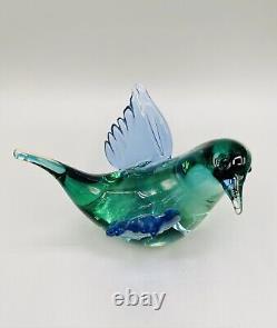 Vintage Formia Murano Jeweled Art Glass Bird Sculpture Aquamarine with COA 5