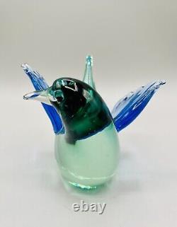 Vintage Formia Murano Jeweled Art Glass Bird Sculpture Aquamarine with COA 5